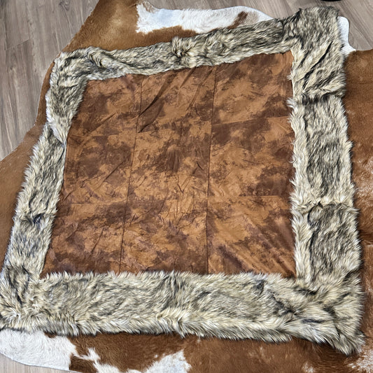 Chateau Throw with Faux Fur in Cinnamon by Tasha Polizzi