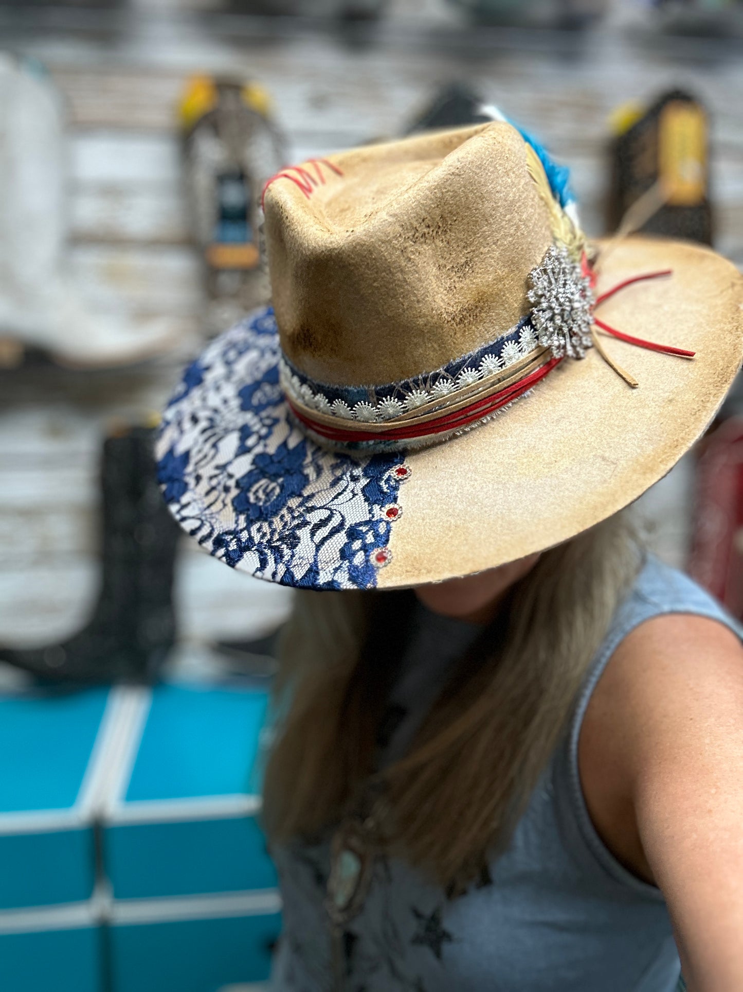 Wild Child Cowgirl Hat Custom Burned - Tan| Bourbon Cowgirl