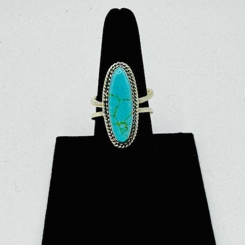 Long Oval Turquoise Ring Adjustable