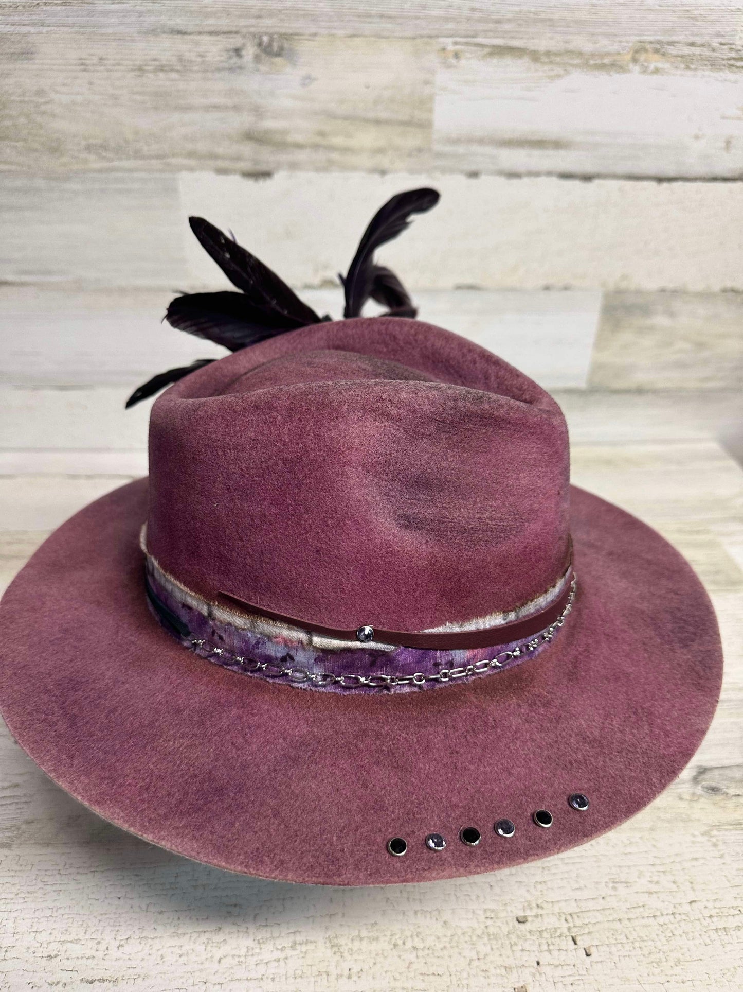 Smoke Rings Fedora Hat Custom Burned - Magenta| Bourbon Cowgirl