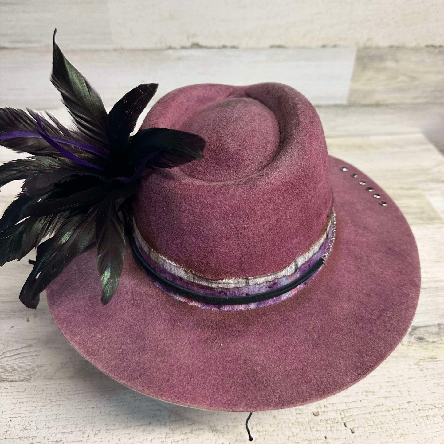 Smoke Rings Fedora Hat Custom Burned - Magenta| Bourbon Cowgirl