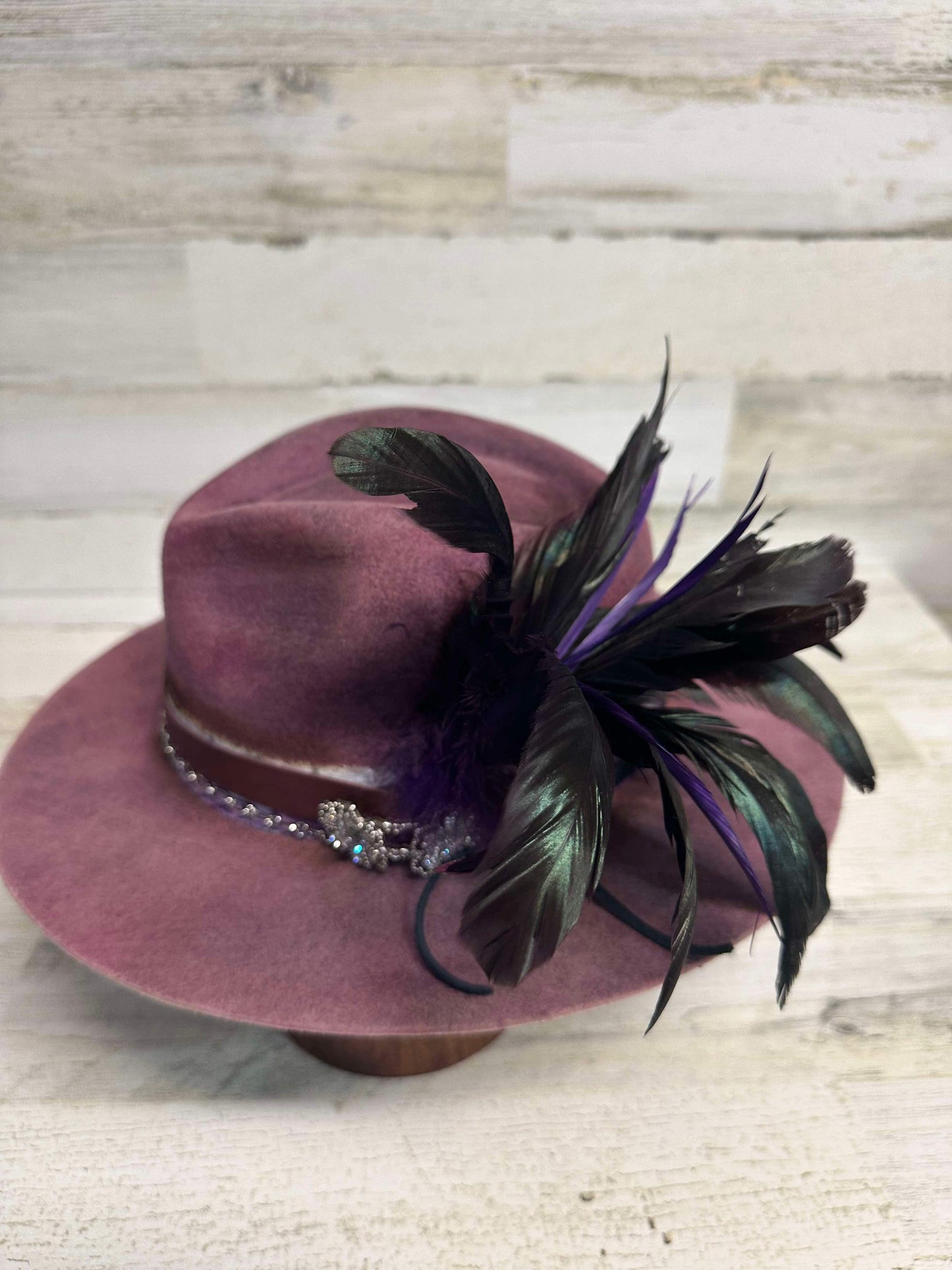 Smoke Rings Fedora Hat Custom Burned - Magenta| Bourbon Cowgirl