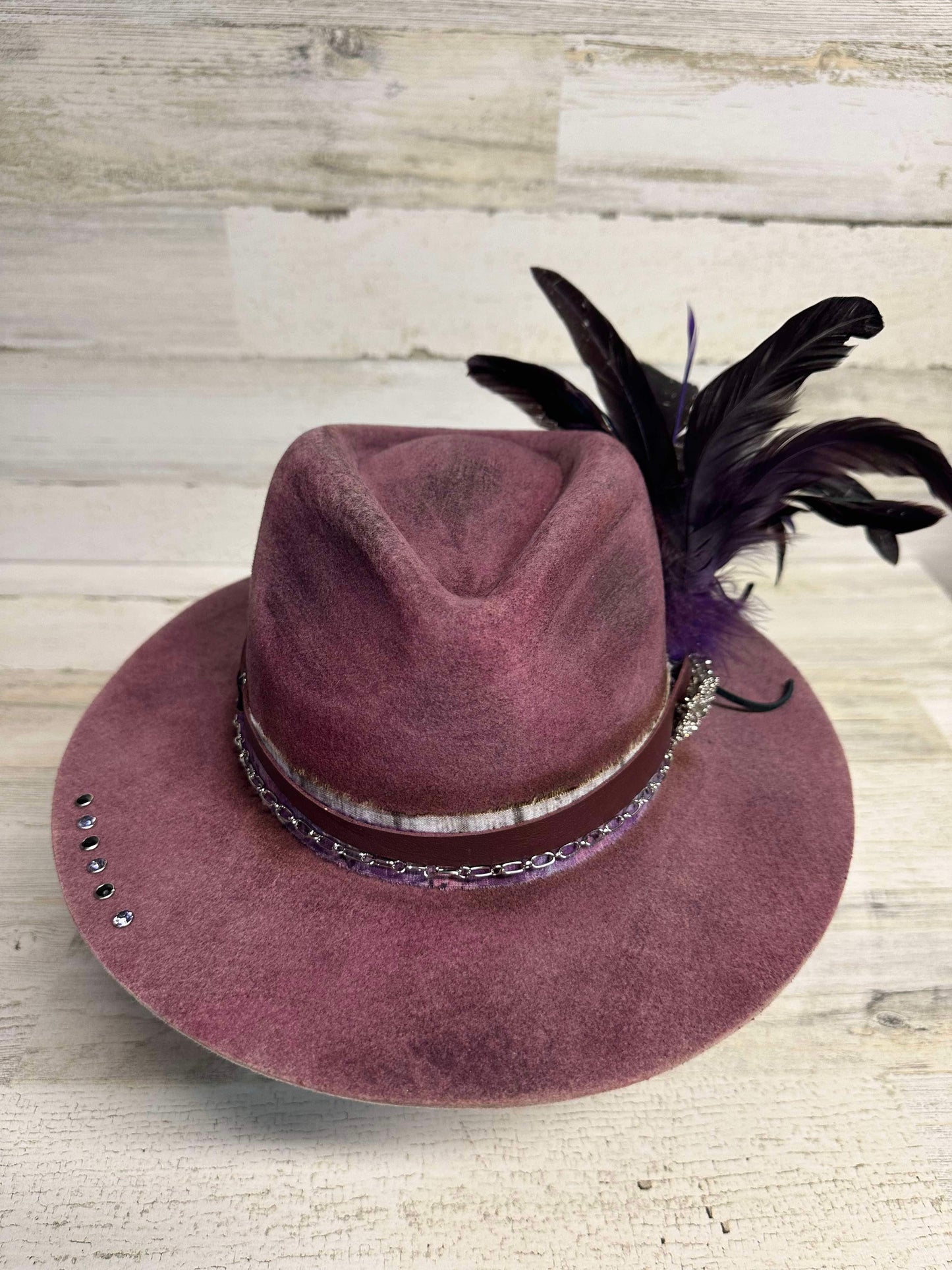 Smoke Rings Fedora Hat Custom Burned - Magenta| Bourbon Cowgirl