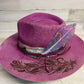 Beauty in the Struggle Cowboy Hat Custom Burned - Magenta| Bourbon Cowgirl