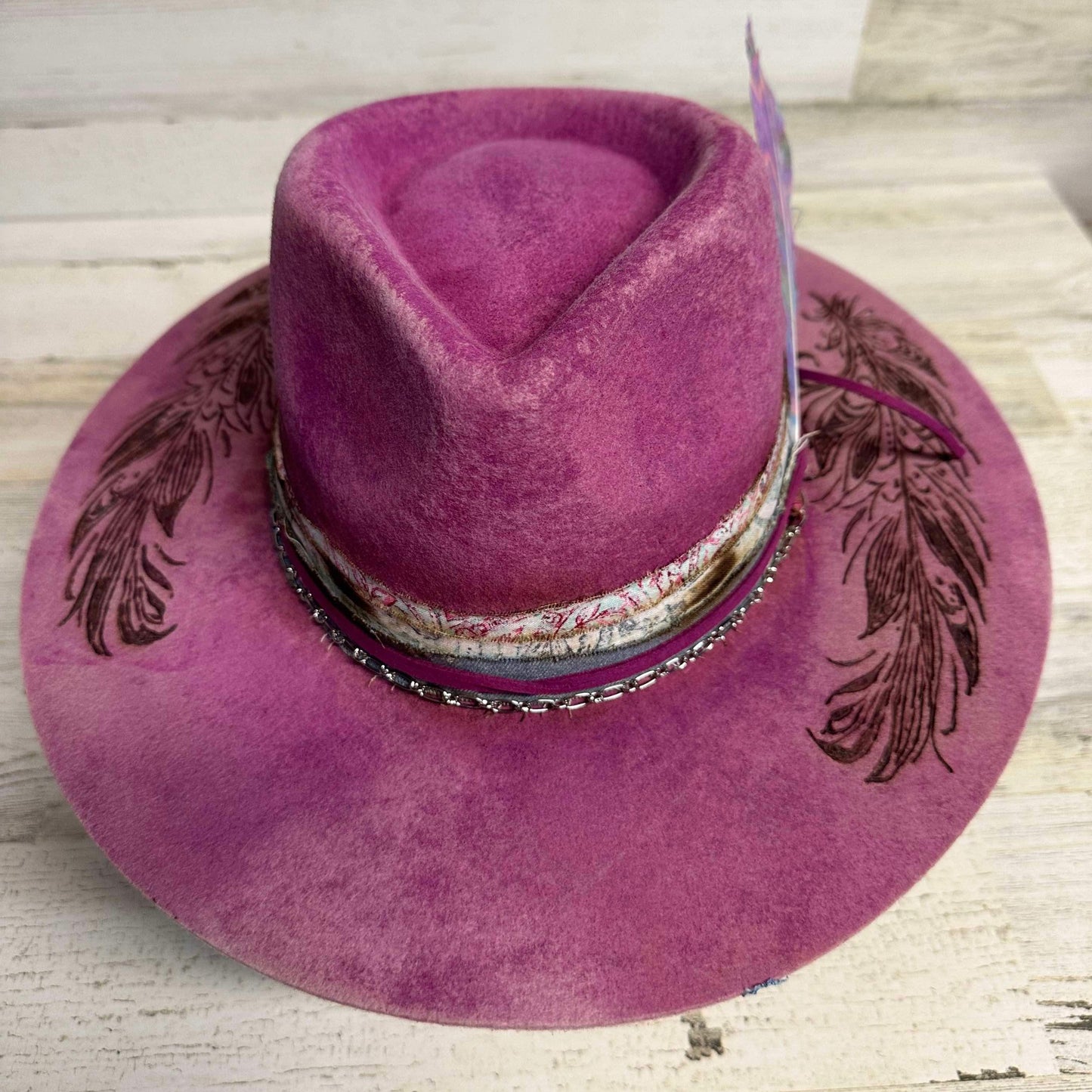 Beauty in the Struggle Cowboy Hat Custom Burned - Magenta| Bourbon Cowgirl