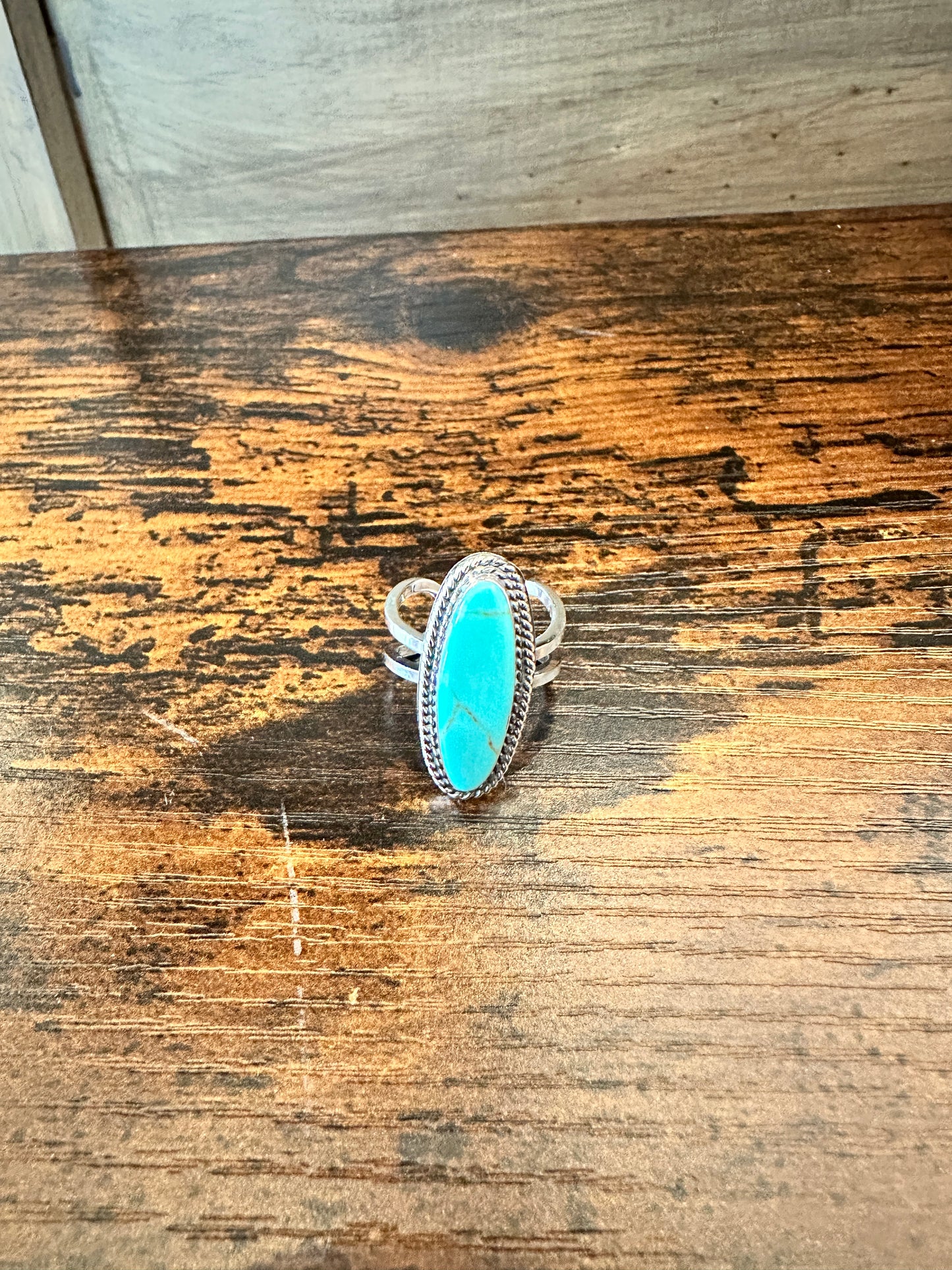 Long Oval Turquoise Ring Adjustable