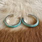 Large Turquoise and Silver Hoop Earrings