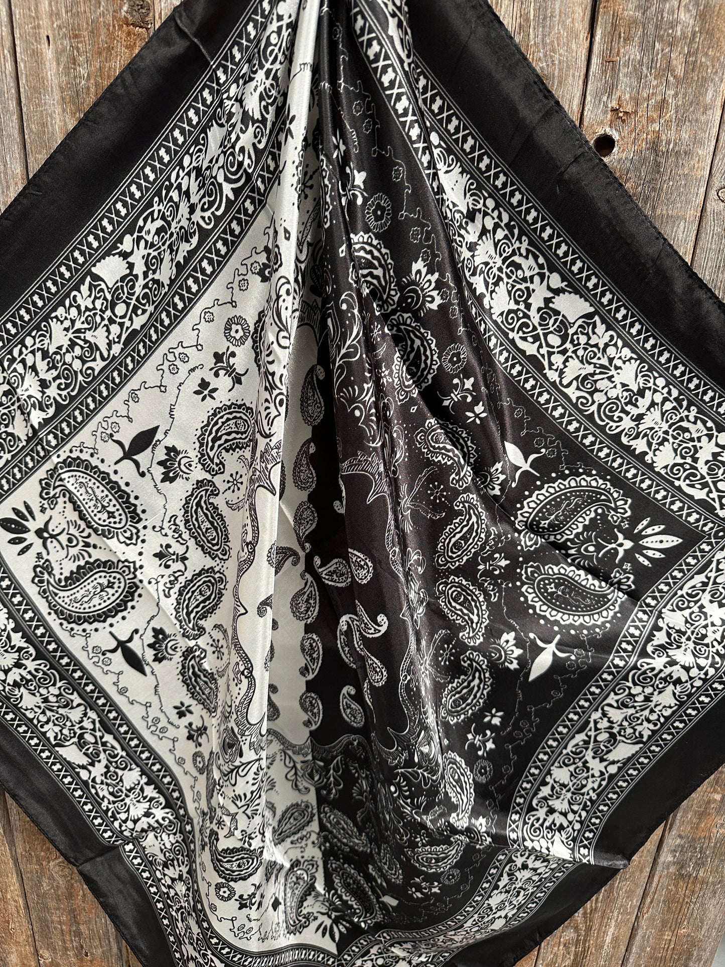 Two Tone Black White Paisley Wild Rag | Rodeo Wildrags at Bourbon Cowgirl