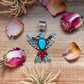Thunderbird Pendant – Red Coral & Turquoise – Stamped Richard Yazzie