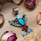 Thunderbird Pendant – Red Coral & Turquoise – Stamped Richard Yazzie