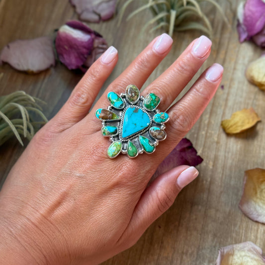 Mixed Mine Turquoise Sterling Silver Ring – Size 10