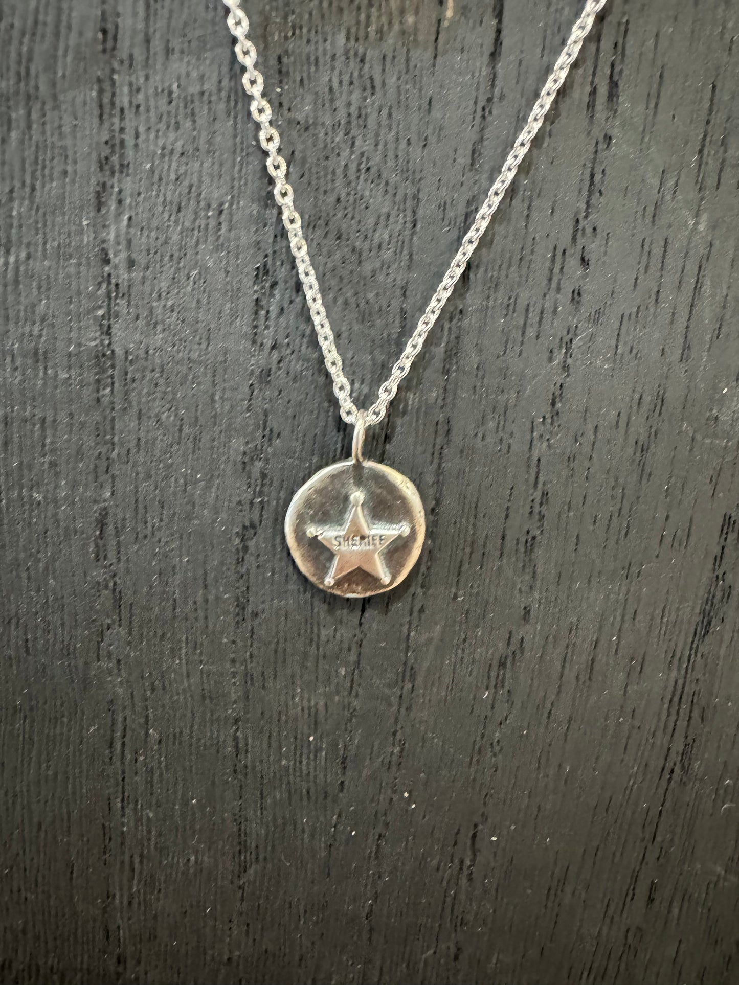 Sheriff Cutie Sterling Silver Badge Necklace