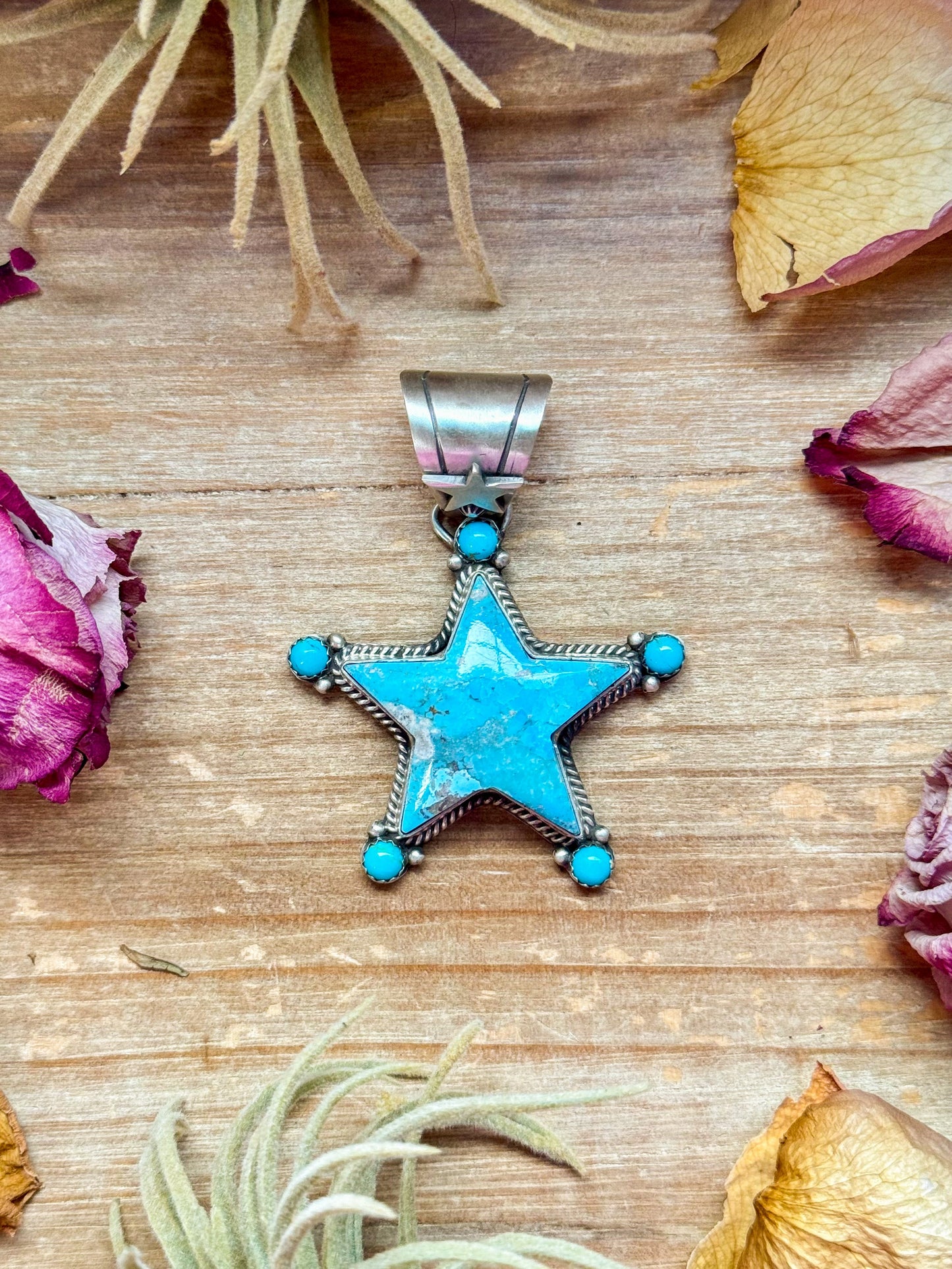 Sterling Silver Star-Shaped Kingman Turquoise Pendant