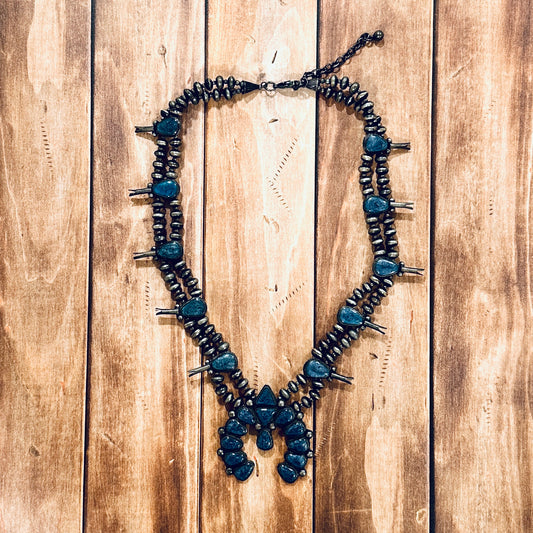 Blue Lapis Squash Blossom Necklace for Western Style