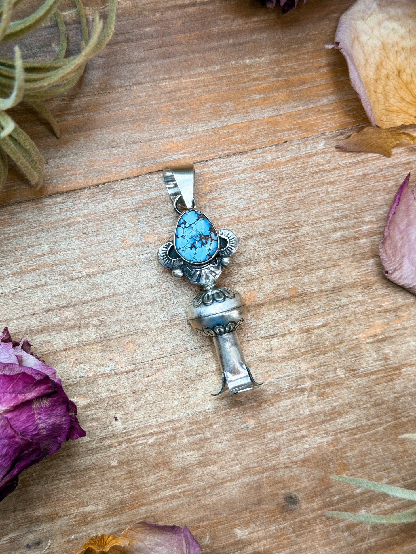 Sterling Silver Golden Hills Turquoise Blossom Pendant