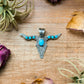 Sterling Silver Longhorn Pendant with Golden Hill Turquoise – Native Made by Leroy James (Navajo Artist)