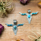 Sterling Silver Longhorn Pendant with Kingman Turquoise – Native Made by Leroy James (Navajo Artist)
