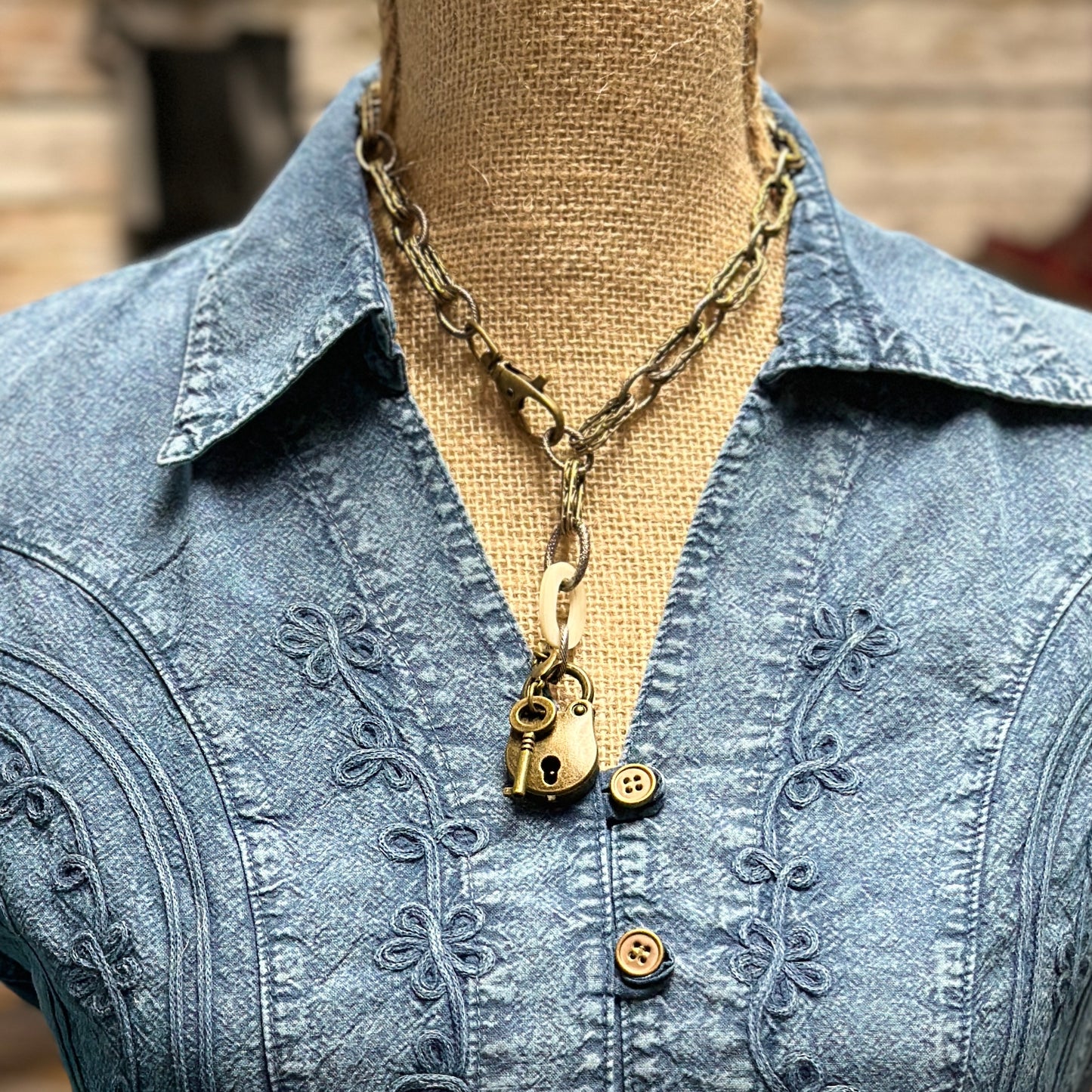 Lock and Key Chain Necklace- Amy Kaplan for Bourbon Cowgirl