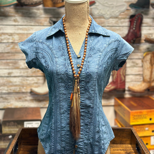 Copper Bead with Horsehair Tassel Necklace - Amy Kaplan