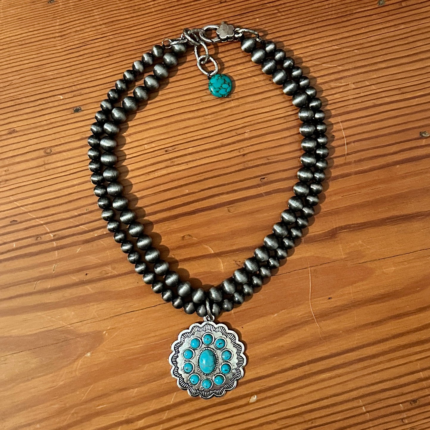 Handmade Turquoise & Navajo Pearl Necklace by Amy Kaplan