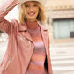 Sofia RF Leather Jacket, Rose Metallic