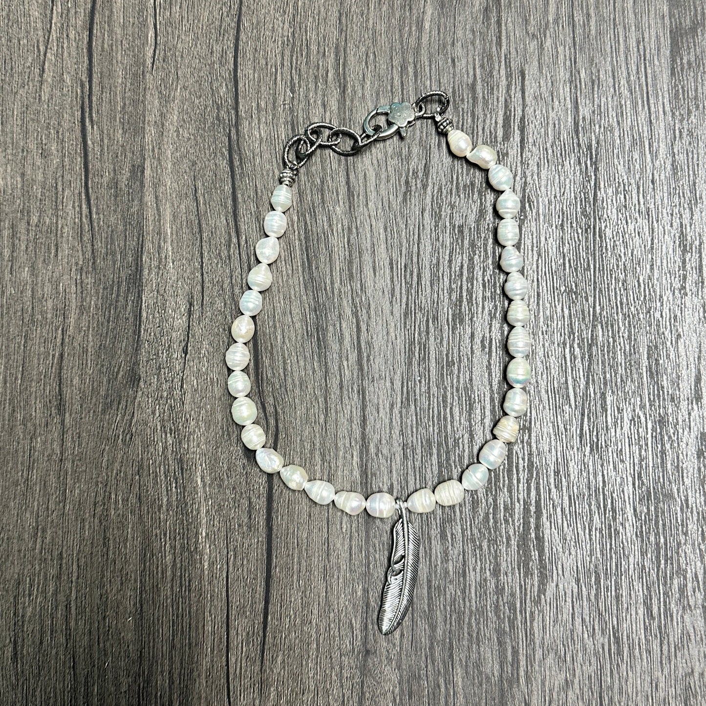 Fresh Water Pearl & Feather Necklace- Amy Kaplan for Bourbon Cowgirl