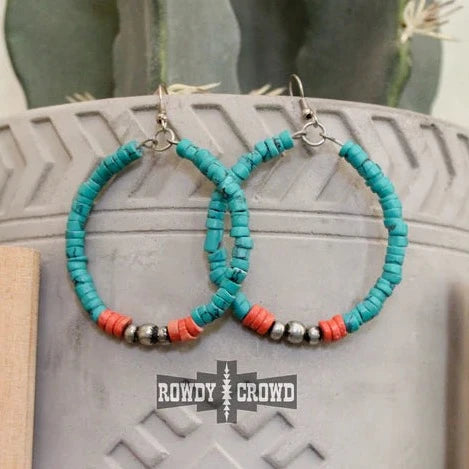 Hillsboro Hoops Turquoise Bead Earrings - Cowgirl Jewelry