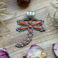 Sterling Silver Orange Spiny Oyster Dragonfly Pendant – Fits Up to 15 mm Beads – Artist Shay Pfeiffer