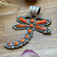 Sterling Silver Orange Spiny Oyster Dragonfly Pendant – Fits Up to 15 mm Beads – Artist Shay Pfeiffer