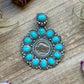 Sterling Silver Kingman Turquoise & Buffalo Nickel Cluster Pendant – Artist Shay Pfeiffer