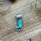 Sterling Silver Kingman Turquoise Cowboy Boot Pendant – Handmade by Artist Shay Pfeiffer