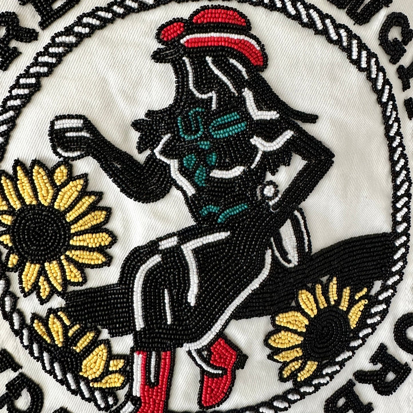 Beaded Bourbon Cowgirl Denim Jacket in Off-White