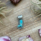 Sterling Silver Kingman Turquoise Cowboy Boot Pendant – Handmade by Artist Shay Pfeiffer