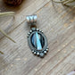 Sterling Silver Black Micarta & Lab Opal Inlay Pendant – Handmade by Artist Shay Pfeiffer
