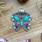 Sterling Silver Butterfly Pendant with Kingman Turquoise & Purple Spiny Oyster – Handmade by Artist Shay Pfeiffer