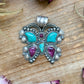 Sterling Silver Butterfly Pendant with Kingman Turquoise & Purple Spiny Oyster – Handmade by Artist Shay Pfeiffer