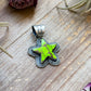 Sterling Silver Neon Green Wrangler Dahlia Star Pendant – Handmade by Artist Shay Pfeiffer