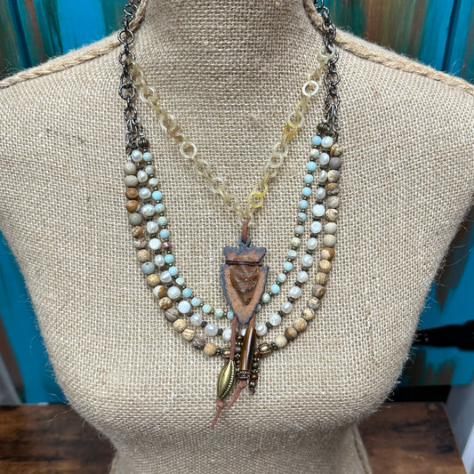 Arrowhead 4 Strand Necklace - Amy Kaplan for Bourbon Cowgirl