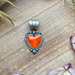 Sterling Silver Orange Spiny Oyster Heart Pendant – Handmade by Artist Shay Pfeiffer