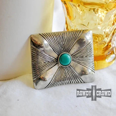 Bowman Silver and Turquoise Western Belt Buckle for Cowgirls