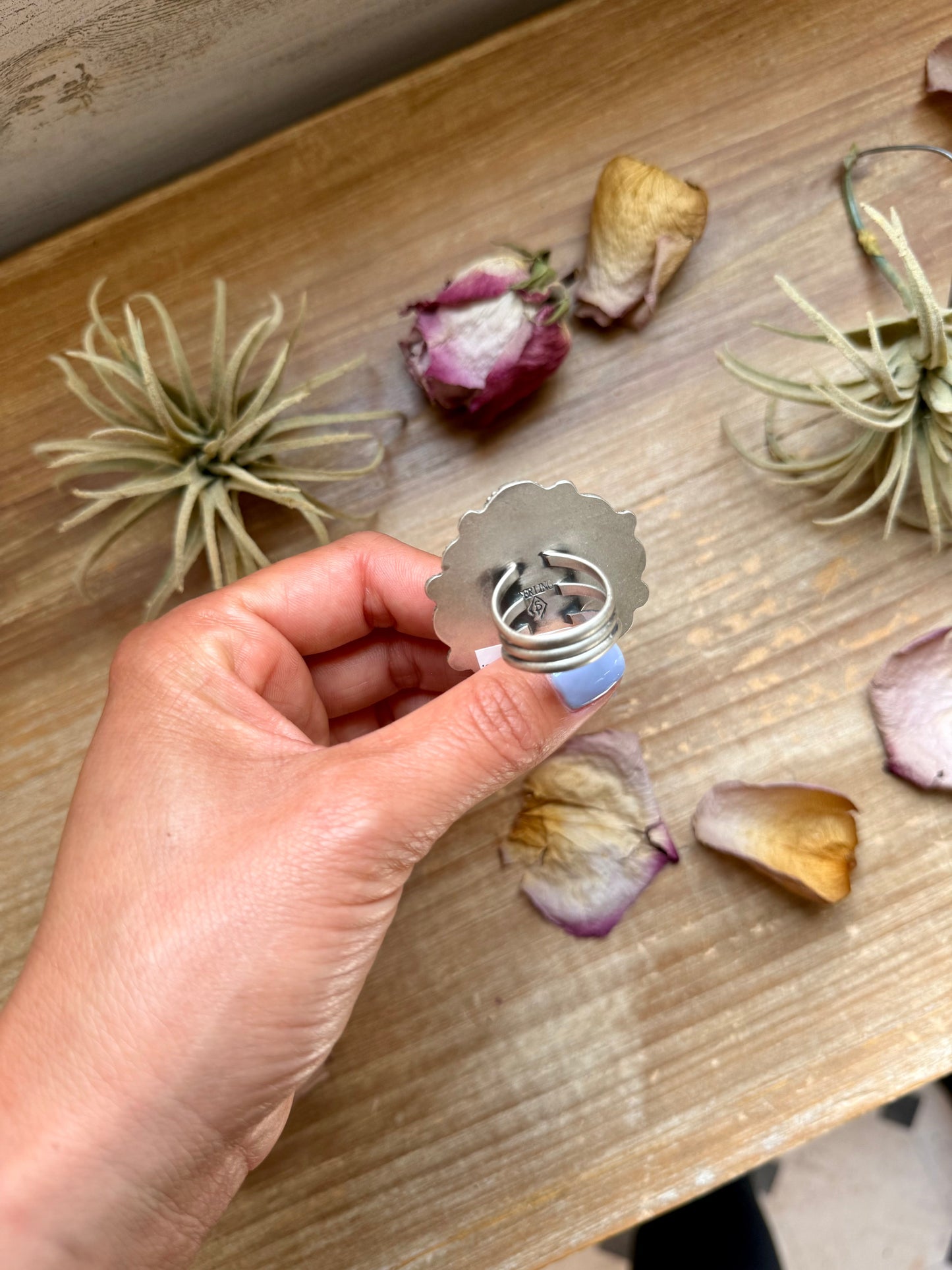 Sterling Silver Orange Spiny Oyster Cluster Ring – Size 9 – Artist Shay Pfeiffer