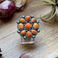 Sterling Silver Orange Spiny Oyster Mosaic Cluster Ring Size 7.5, Artist Shay Pfeiffer