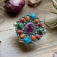 Mosaic Cluster Ring – Sterling Silver – Sonoran Mountain, Blue Ridge Turquoise & Spiny Oyster – Size 9 – Artist Shay Pfeiffer