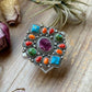 Mosaic Cluster Ring – Sterling Silver – Sonoran Mountain, Blue Ridge Turquoise & Spiny Oyster – Size 9 – Artist Shay Pfeiffer