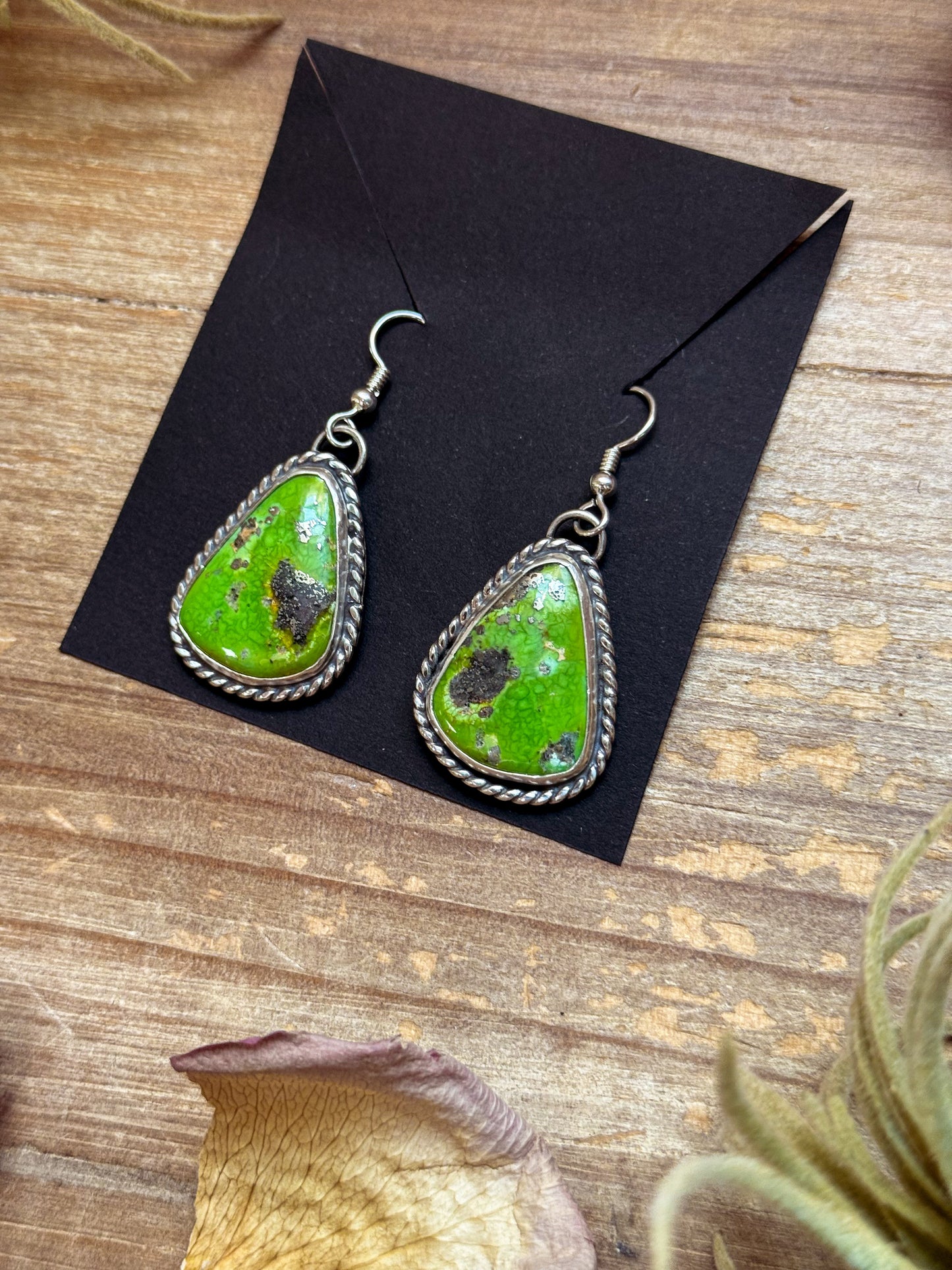 Sterling Silver Sonoran Turquoise Dangle Earrings – Handmade by Artist Jason Ogg