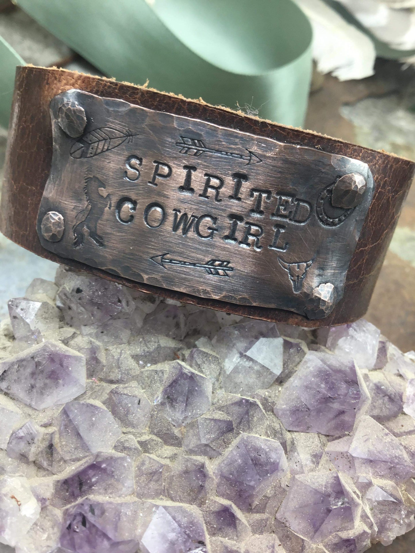 Spirited Cowgirl Leather Bracelet -Handmade Jewelry for Bourbon Cowgirl