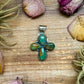 Sterling Silver Green Turquoise Cross Pendant