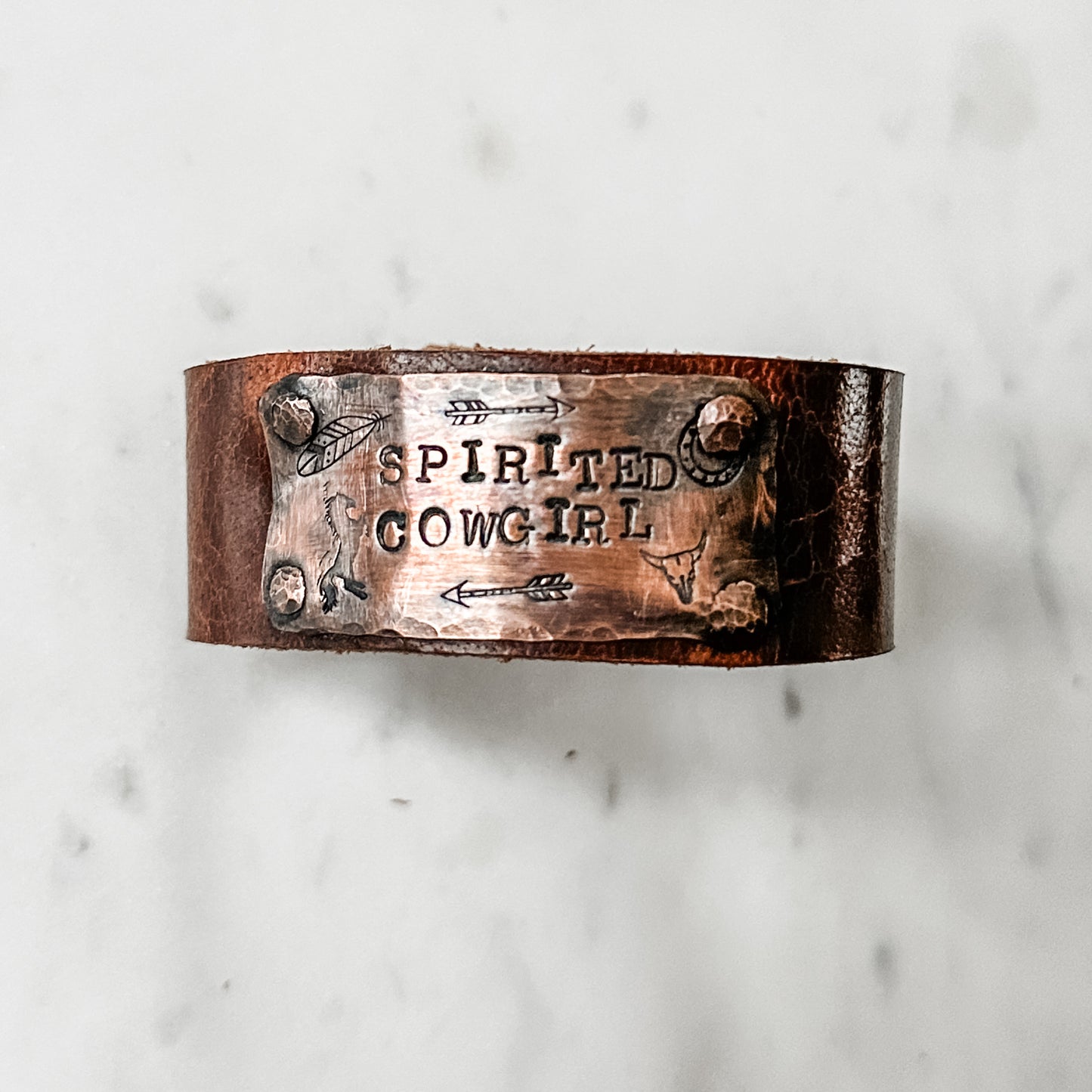 Spirited Cowgirl Leather Bracelet -Handmade Jewelry for Bourbon Cowgirl