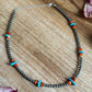 Sterling Silver Pearl Necklace with Orange Spiny Oyster & Sleeping Beauty Turquoise Chips – 14.5”