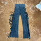 Chap Full Fringe and Feathers Pants by Pat Dahnke -Black